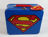 DC Comics Blue Superman Tin Metal Lunch Box Superhero Collectible With Original Tag