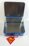 DC Comics Blue Superman Tin Metal Lunch Box Superhero Collectible With Original Tag