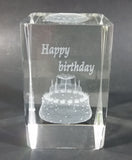 Happy Birthday Cake Themed Clear 3" Tall Lucite Clear Resin Paperweight