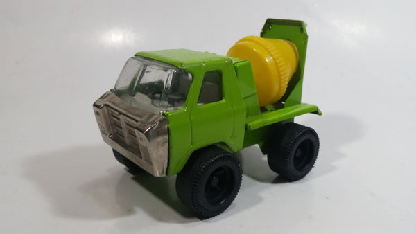 Vintage Buddy L Cement Mixing Truck Lime Green and Yellow Pressed Steel Construction Equipment Toy Vehicle