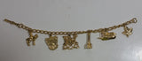 Niagara Falls Canada RCMP Maple Leaf Boat Charm Gold Tone 6" Long Bracelet Travel Souvenir