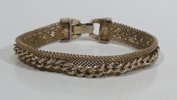 Gold Tone Chain Style 6 3/4" Long Tennis Bracelet