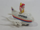 1991 McDonald's Ronald McDonald in United Airlines White Jumbo Jet Airplane Toy Vehicle