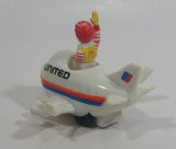 1991 McDonald's Ronald McDonald in United Airlines White Jumbo Jet Airplane Toy Vehicle