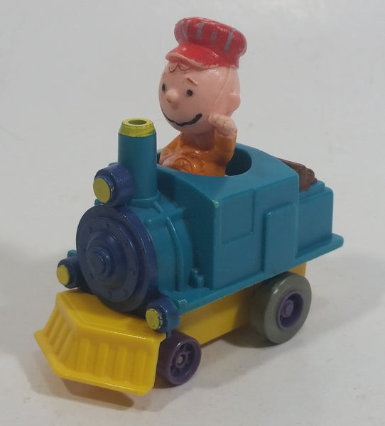 1989 Peanuts Charlie Brown Cartoon Character in Pullback Motorized Friction Toy Train Vehicle McDonald's Happy Meal
