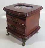 Vintage 1976 Gunther Mele Flower Design Pink Fabric Wooden Jewelry Box