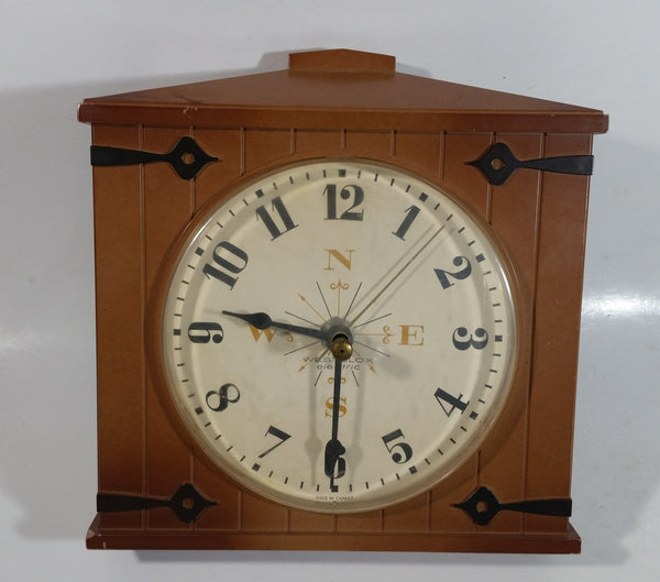 Vintage Westclox Country Time Barn Door Brown Electric Plug In Wall Clock - Working