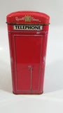 Russel Stover English Caramels 7" Tall Red British London England Phone Booth Shaped Tin Metal Coin Bank Canister