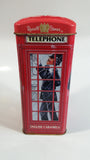 Russel Stover English Caramels 7" Tall Red British London England Phone Booth Shaped Tin Metal Coin Bank Canister