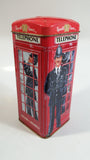 Russel Stover English Caramels 7" Tall Red British London England Phone Booth Shaped Tin Metal Coin Bank Canister