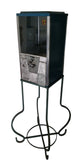 Vintage 5 Cent Sticker Oak Gumball Machine with Stand - Missing Some Parts