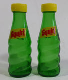 Vintage 1950s Squirt Soda Pop "Never An After Thirst" Green Glass Miniature Soda Pop Bottle Salt and Pepper Shaker Set