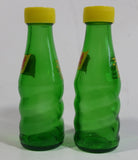 Vintage 1950s Squirt Soda Pop "Never An After Thirst" Green Glass Miniature Soda Pop Bottle Salt and Pepper Shaker Set