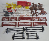 Vintage 1950s 1960s Auburn Rubber Products Farm Animals, Wagon, and Fence Pieces Rubber Toy Figures and Accessories Lot Made in U.S.A.