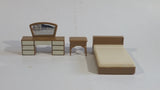 Vintage 1970s Arco Miss Merry's Plastic Doll Toys 3 Piece Bedroom Set of Bed, Vanity, and Night Stand - Made in Hong Kong