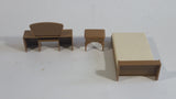 Vintage 1970s Arco Miss Merry's Plastic Doll Toys 3 Piece Bedroom Set of Bed, Vanity, and Night Stand - Made in Hong Kong