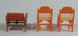 Vintage 1970s Arco Miss Merry's Plastic Doll Toys Dining Room and Patio Orange 3 Piece 2 Dining Chairs and 1 Patio Chair - Made in Hong Kong