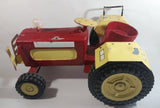 Swaraj 855 Red and White Handmade Plaster Coated Wood and Metal Tractor 16 1/2" Long Model Toy with Articulated Steering