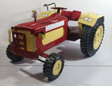 Swaraj 855 Red and White Handmade Plaster Coated Wood and Metal Tractor 16 1/2" Long Model Toy with Articulated Steering