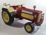Swaraj 855 Red and White Handmade Plaster Coated Wood and Metal Tractor 16 1/2" Long Model Toy with Articulated Steering