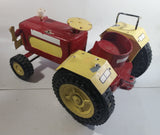Swaraj 855 Red and White Handmade Plaster Coated Wood and Metal Tractor 16 1/2" Long Model Toy with Articulated Steering