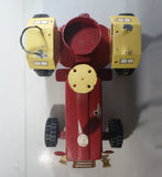 Swaraj 855 Red and White Handmade Plaster Coated Wood and Metal Tractor 16 1/2" Long Model Toy with Articulated Steering