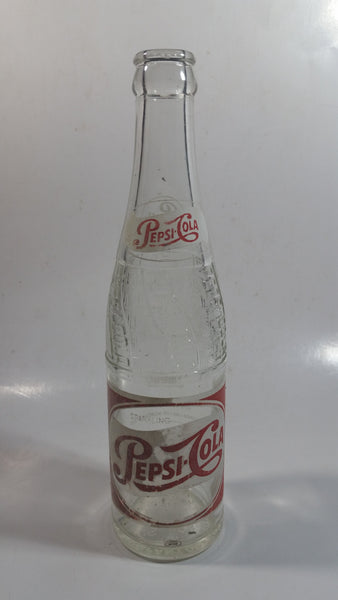 Vintage 1958 Sparkling Pepsi Cola Soda Pop Red and White 10 Fl oz Clear Glass Beverage Bottle Montreal