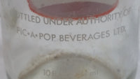 Vintage Pic-A-Pop 6 1/2" Tall 10 Fl oz 284mL Clear Glass Soda Pop Beverage Bottle