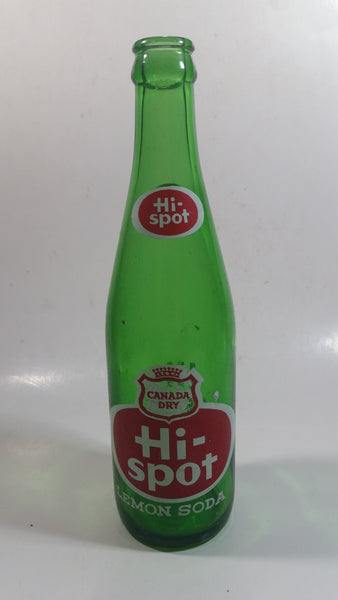 Vintage Canada Dry Hi-Sport Lemon Soda 9 1/4" Tall Green Glass Soda Pop Beverage Bottle