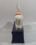 Vintage Trick Pony Horse Blue and White Cast Iron Mechanical Coin Bank