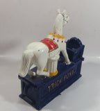 Vintage Trick Pony Horse Blue and White Cast Iron Mechanical Coin Bank
