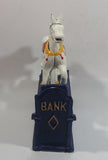 Vintage Trick Pony Horse Blue and White Cast Iron Mechanical Coin Bank