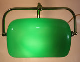 Vintage Style Curved Green Glass on Brass Bankers Desk Lamp 15" Tall