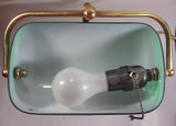 Vintage Style Curved Green Glass on Brass Bankers Desk Lamp 15" Tall