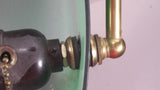 Vintage Style Curved Green Glass on Brass Bankers Desk Lamp 15" Tall