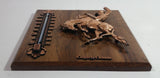 Vintage A & F Canada Calgary, Alberta Rodeo Cowboy Plastic Copper Toned Wooden Wall Plaque Thermometer Souvenir Travel Collectible