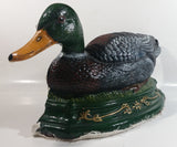 Vintage 16" Long Hand Painted Cast Iron Mallard Duck Door Stop