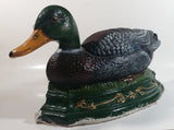 Vintage 16" Long Hand Painted Cast Iron Mallard Duck Door Stop