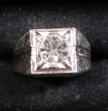 Crystal Glass Metal Men's Ring