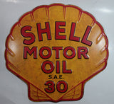Vintage Style Shell Motor Oil S.A.E. 30 Embossed Metal Sign 16 1/2" x 17"