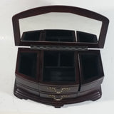 Vintage Jewelry Box with Mirror and Swing Out Drawers with Lower Pull Drawer and Side Compartments