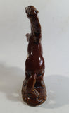 Vintage Rearing Brown Horse 6 1/2" Tall Ceramic Rustic Mid-Century Thermometer Made in Japan