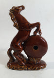 Vintage Rearing Brown Horse 6 1/2" Tall Ceramic Rustic Mid-Century Thermometer Made in Japan