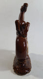 Vintage Rearing Brown Horse 6 1/2" Tall Ceramic Rustic Mid-Century Thermometer Made in Japan