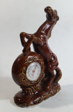 Vintage Rearing Brown Horse 6 1/2" Tall Ceramic Rustic Mid-Century Thermometer Made in Japan
