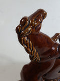Vintage Rearing Brown Horse 6 1/2" Tall Ceramic Rustic Mid-Century Thermometer Made in Japan