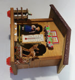 Vintage Western Germany Christmas Themed Black Forest Bavarian House Homestead Shaped Wooden and Plastic Thermometer with Man and Woman 5" Tall