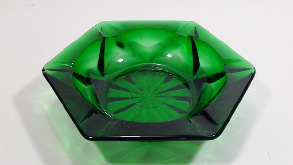 Vintage Dark Green Depression Glass Ash Tray