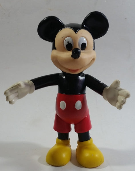 Disney Mickey Mouse Cartoon Character Hard Rubber 6 1/2" Tall Articulated Toy Figure