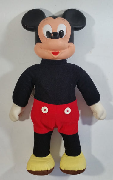 Vintage 1970s Hasbro Walt Disney Productions Marching Mickey Mouse 19" Tall Rubber and Fabric Toy Doll Cartoon Character Made in Hong Kong